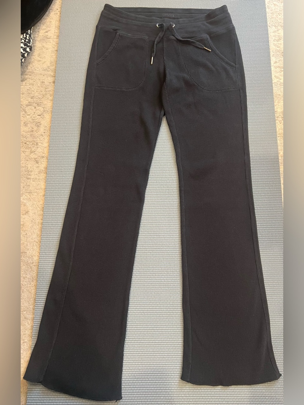 Calvin Klein Waffle Knit Black Flare Pants